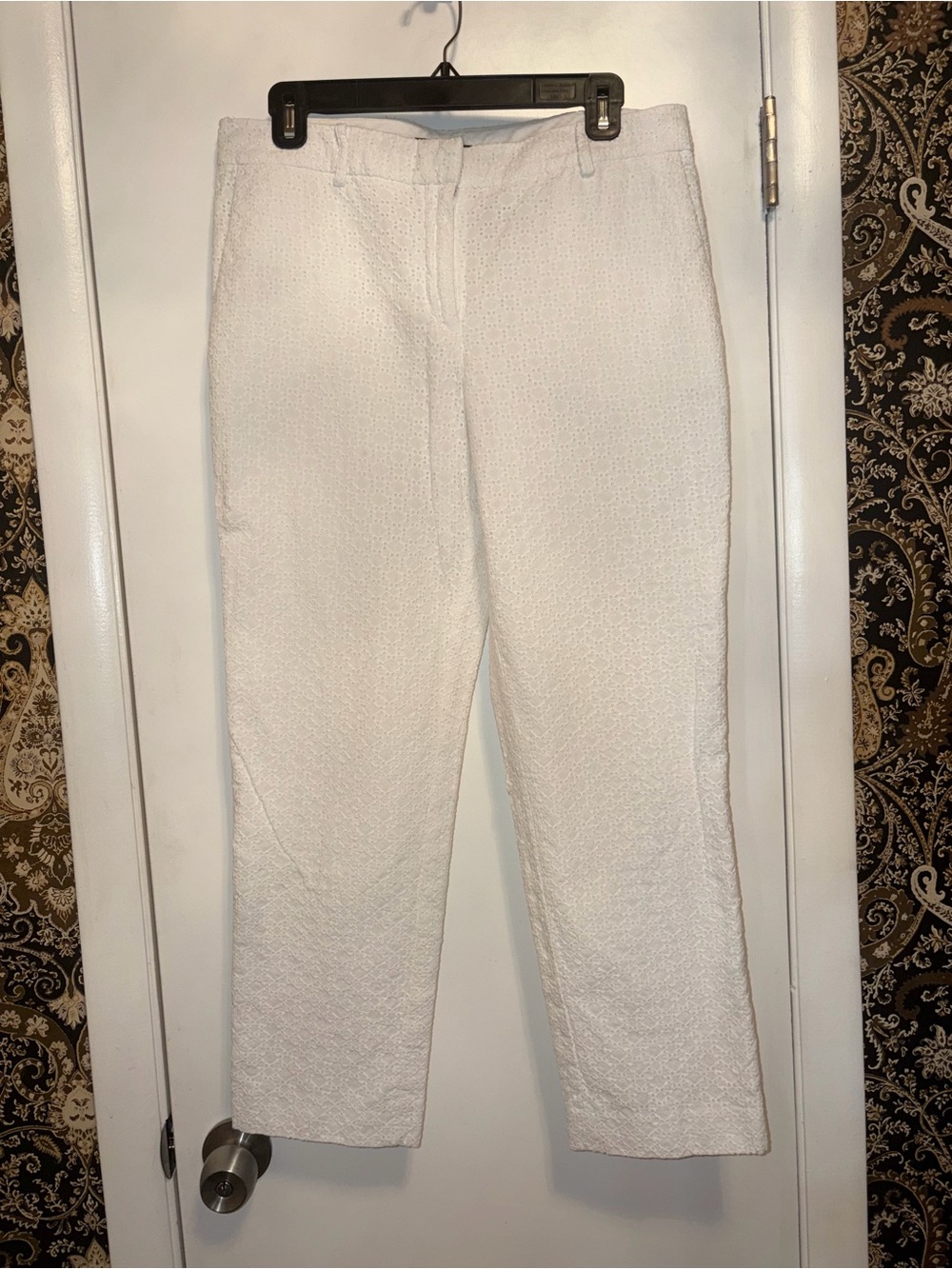 Ann Taylor White Eye lit Straight-Leg Pants